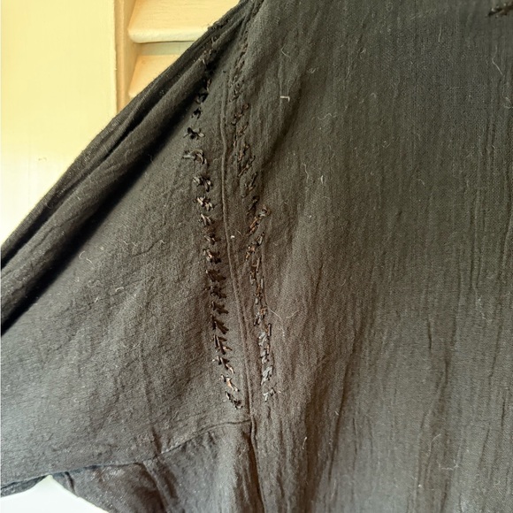 NWOT Black Tunic with Embroidery in 100% Cotton Made in India Free Size - Picture 3 of 8